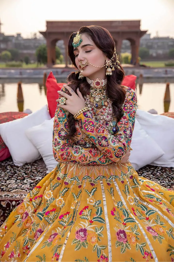 Designer Bridal Mustard Yellow Lehenga Choli #BN1034