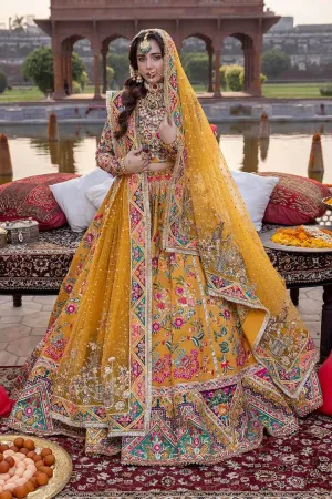 Designer Bridal Mustard Yellow Lehenga Choli #BN1034