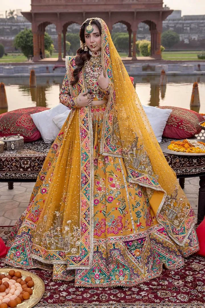 Designer Bridal Mustard Yellow Lehenga Choli #BN1034