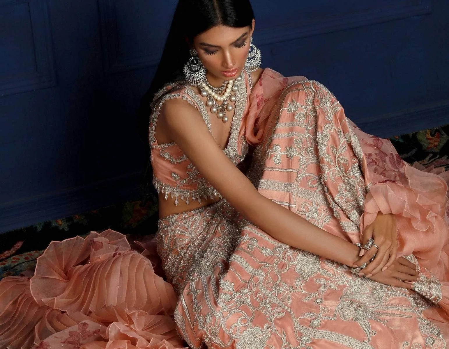 Designer Indian Peach Bridal Lehnga Choli Dress #BN1150