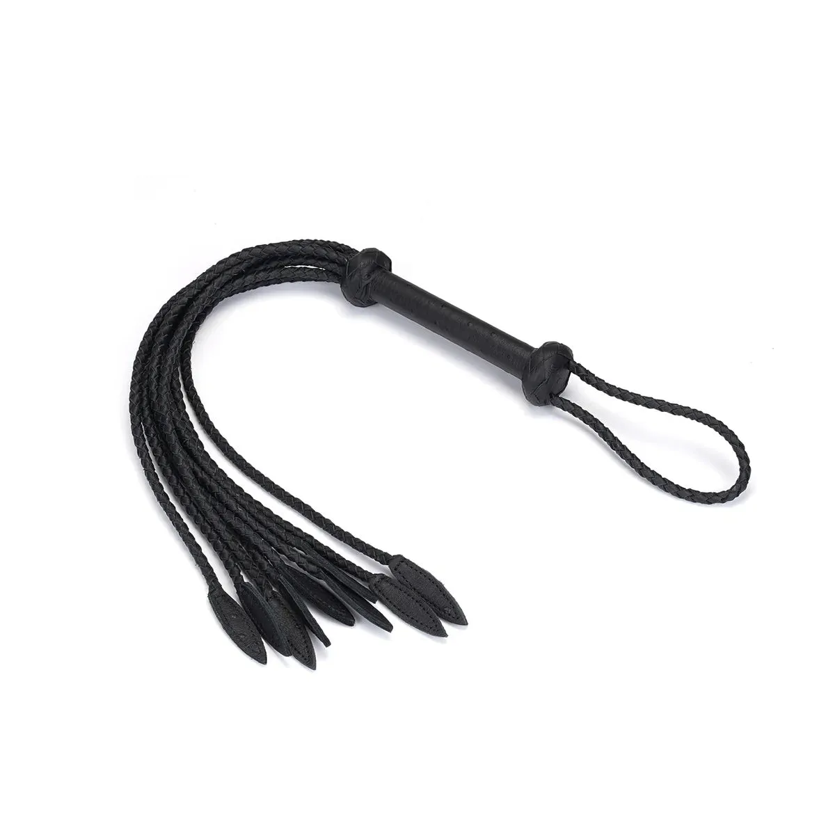Devil's Kiss Black Leather Cat O'Nine Tails Flogger