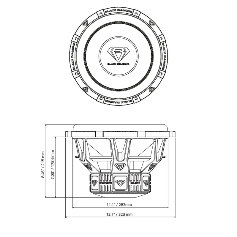 DIA-T12 | 12" 1,000 WATT RMS CAR SUBWOOFER