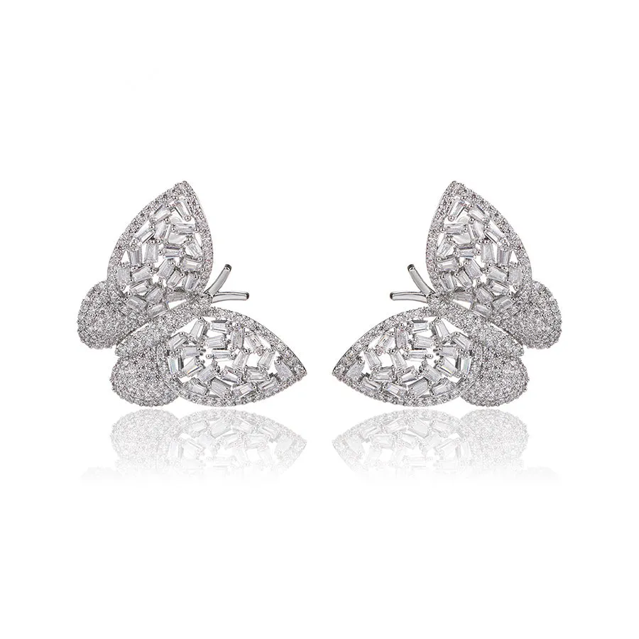 Diamond Bloom Butterfly Earring