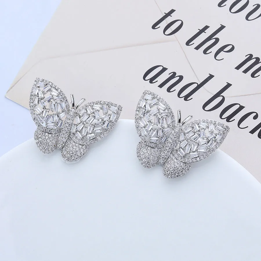 Diamond Bloom Butterfly Earring