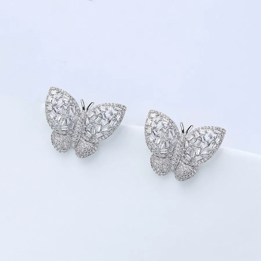 Diamond Bloom Butterfly Earring
