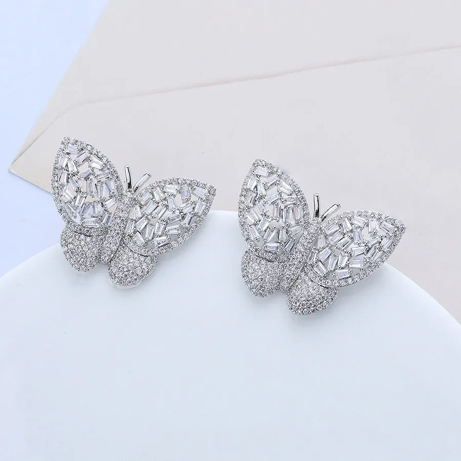 Diamond Bloom Butterfly Earring