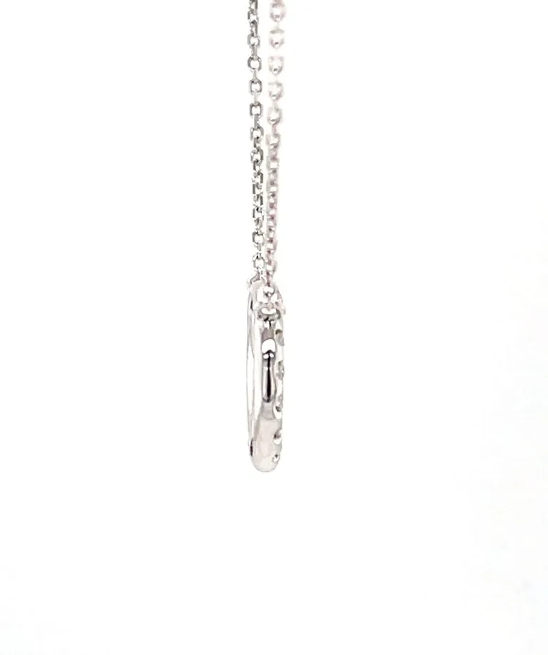 Diamond Eternity Circle and 18k White Gold Necklace, .26 Carats Total