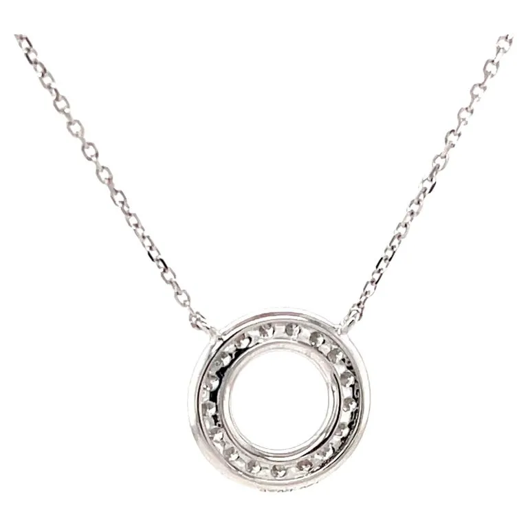 Diamond Eternity Circle and 18k White Gold Necklace, .26 Carats Total
