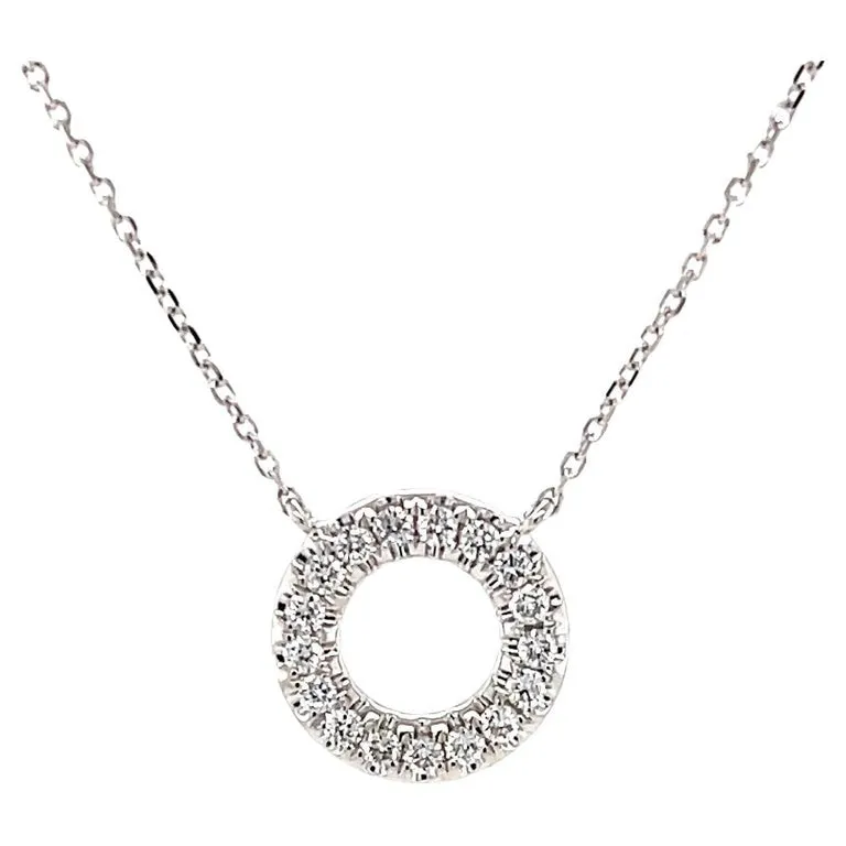 Diamond Eternity Circle and 18k White Gold Necklace, .26 Carats Total