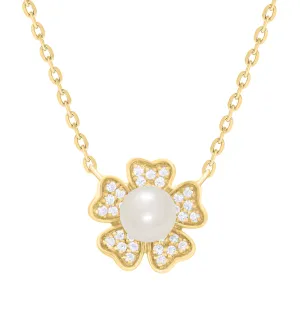 Diamond Flower with Pearl Center