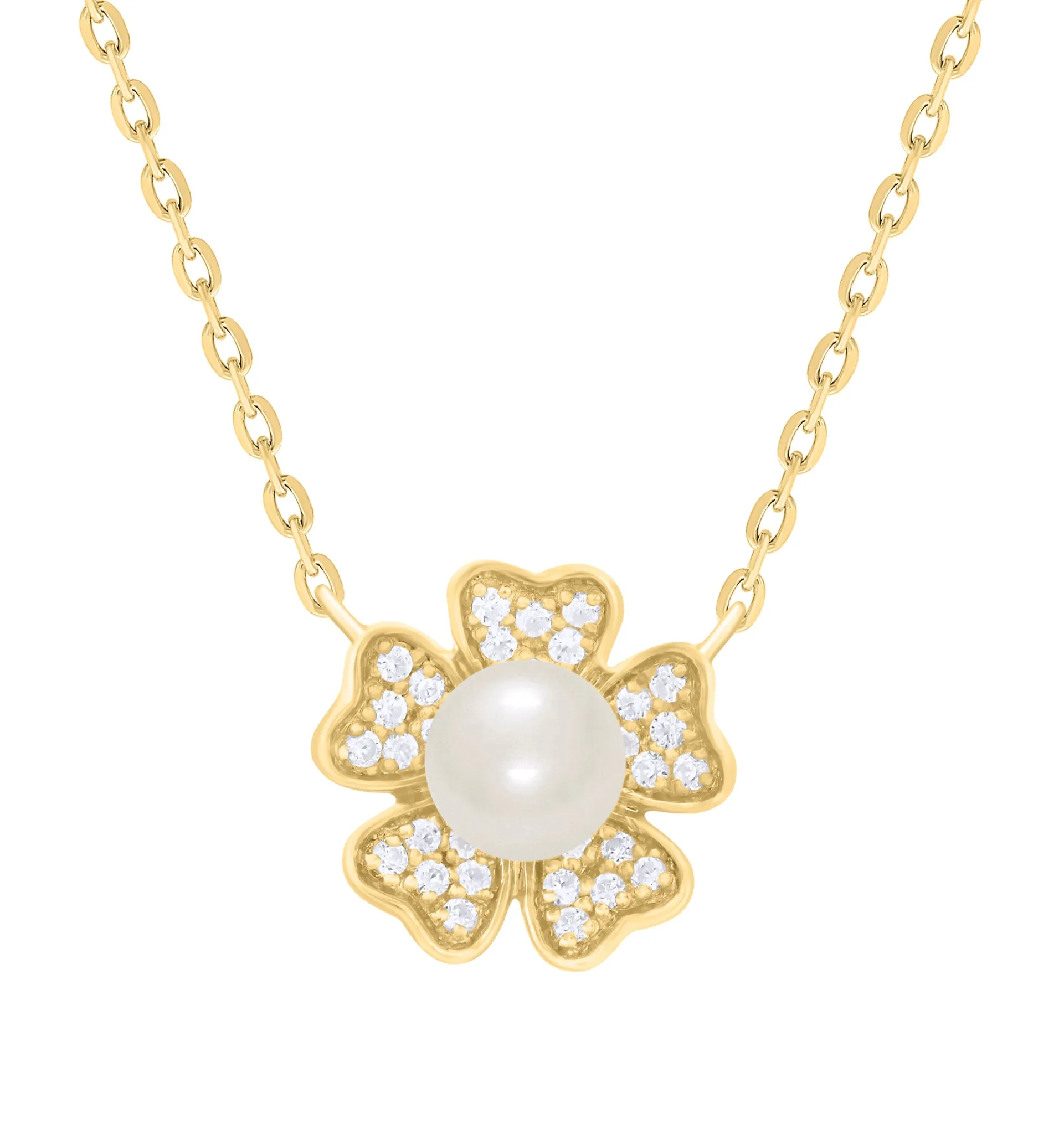 Diamond Flower with Pearl Center