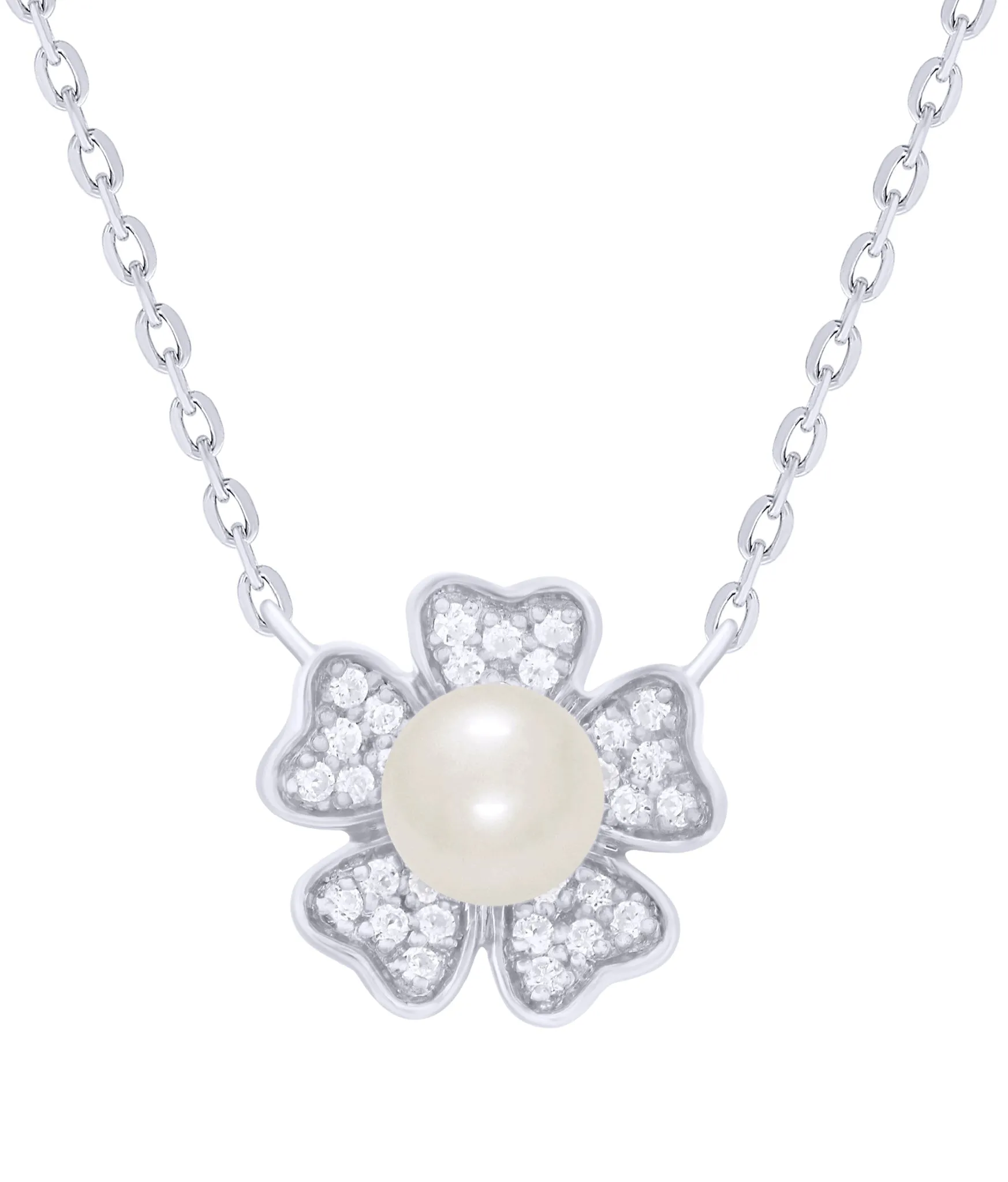 Diamond Flower with Pearl Center