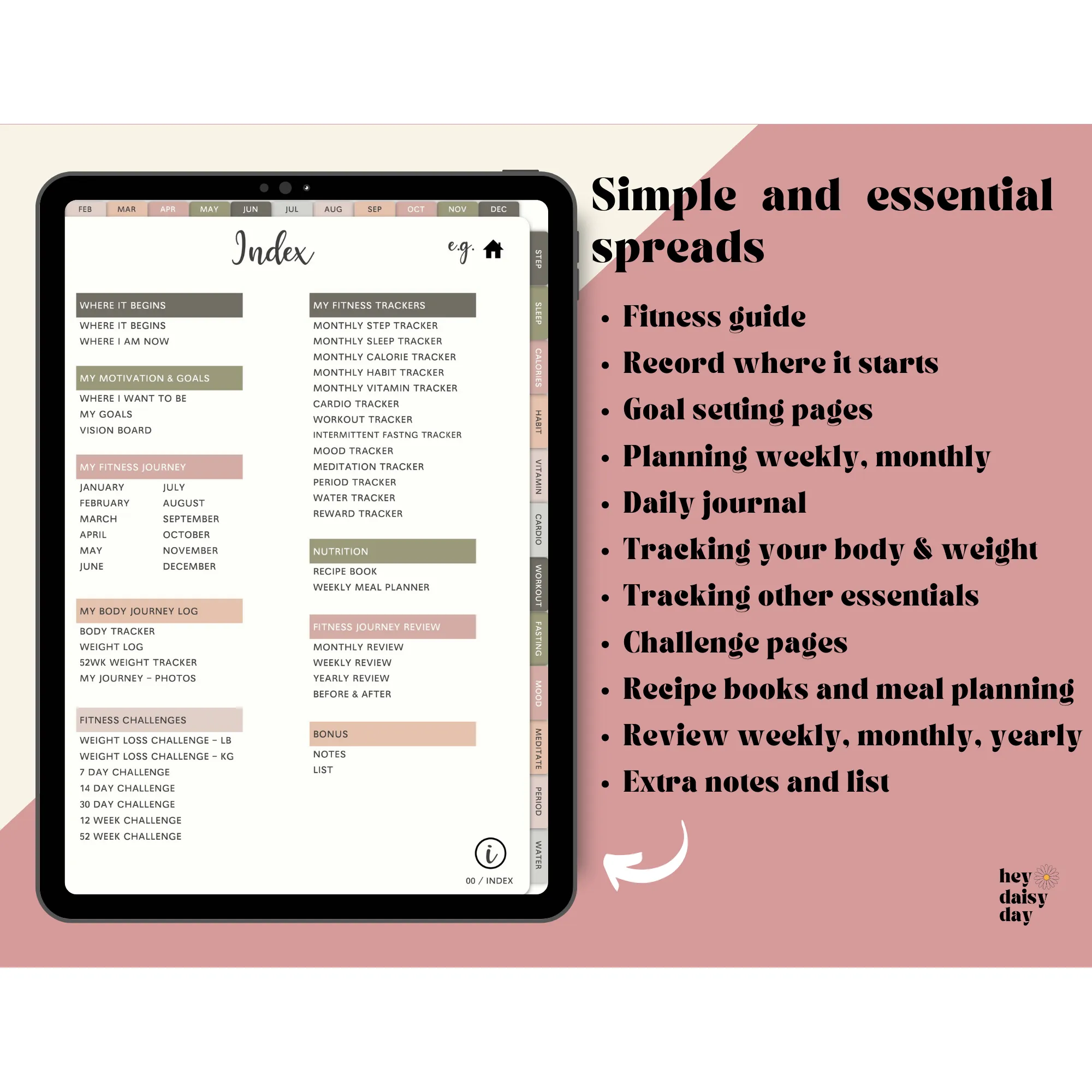 Digital Fitness Planner - Dear Body. I Love You.