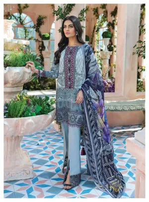 Digital Printed Lawn Suit in Grey Color #M0015