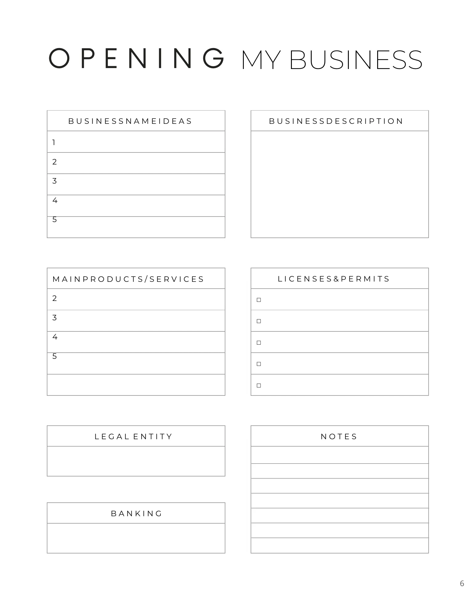 Digital Small Business Planner