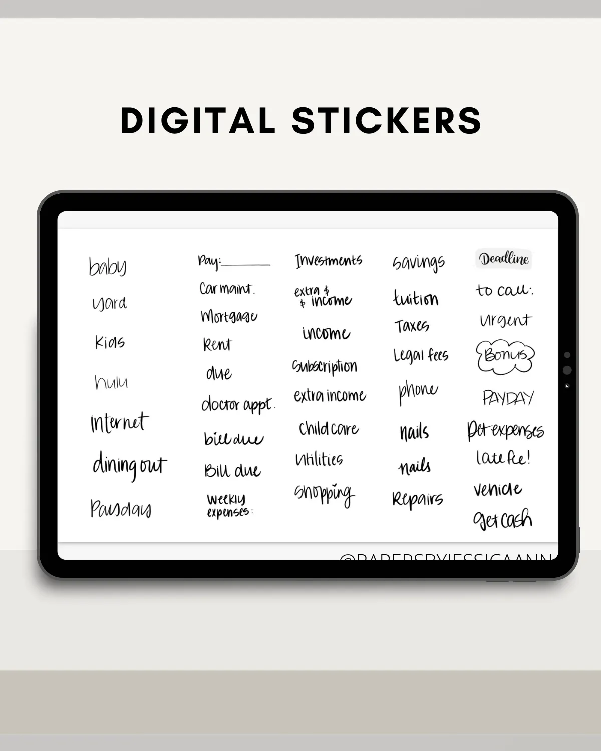 Digital Stickers for Digital Planner