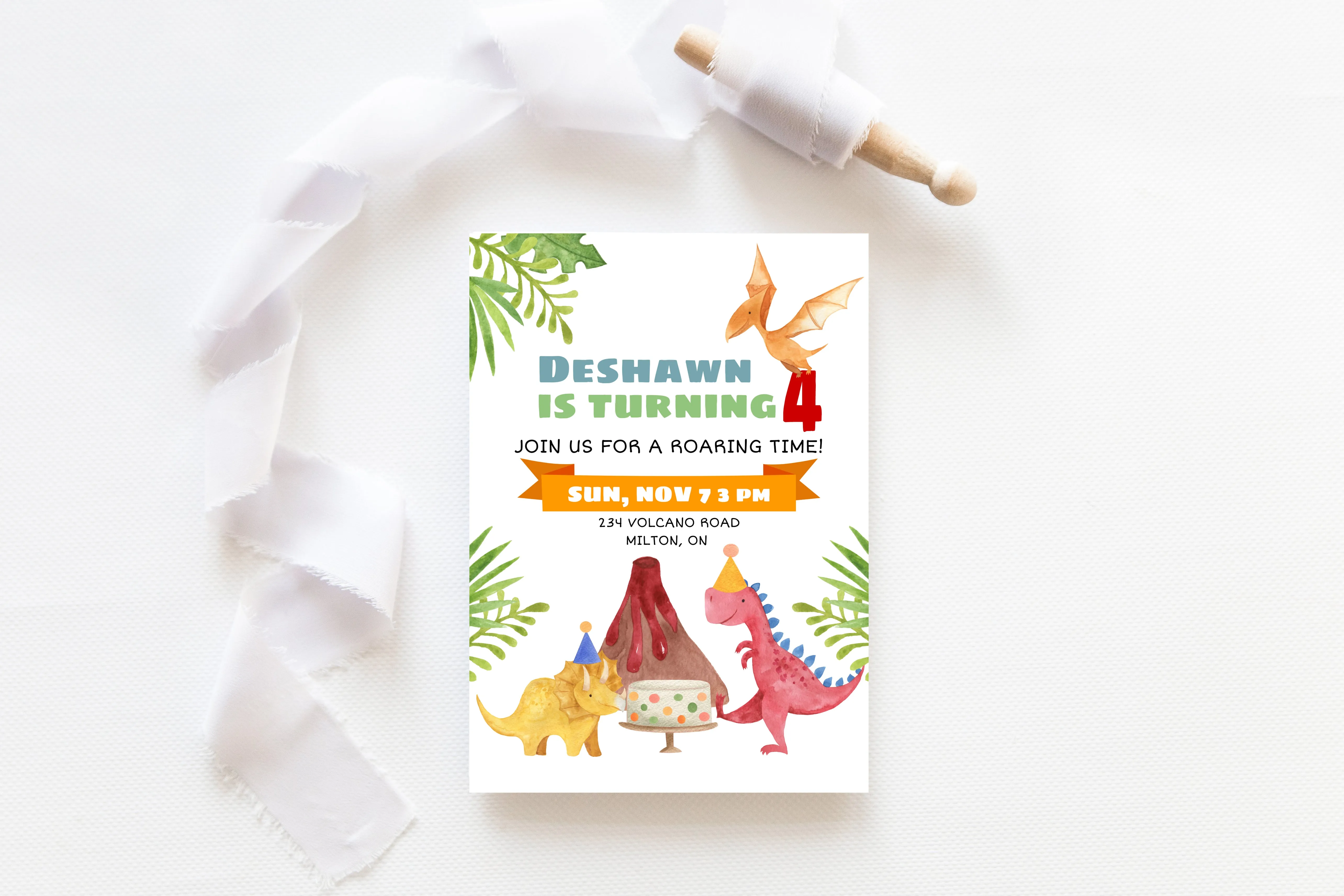 Dinosaur Birthday Party Invitation Template