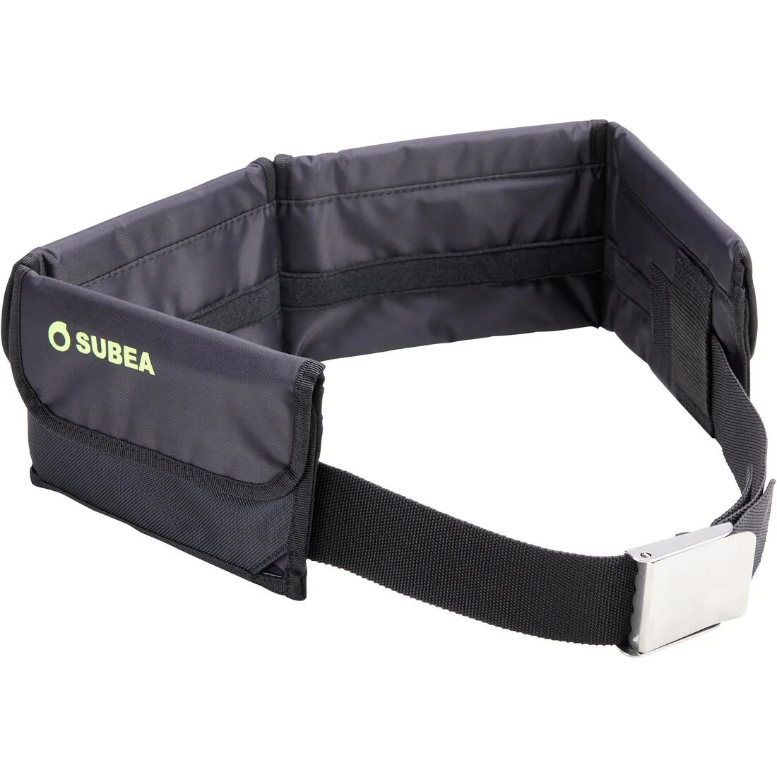 Diving weight belt with soft pockets for lead weights