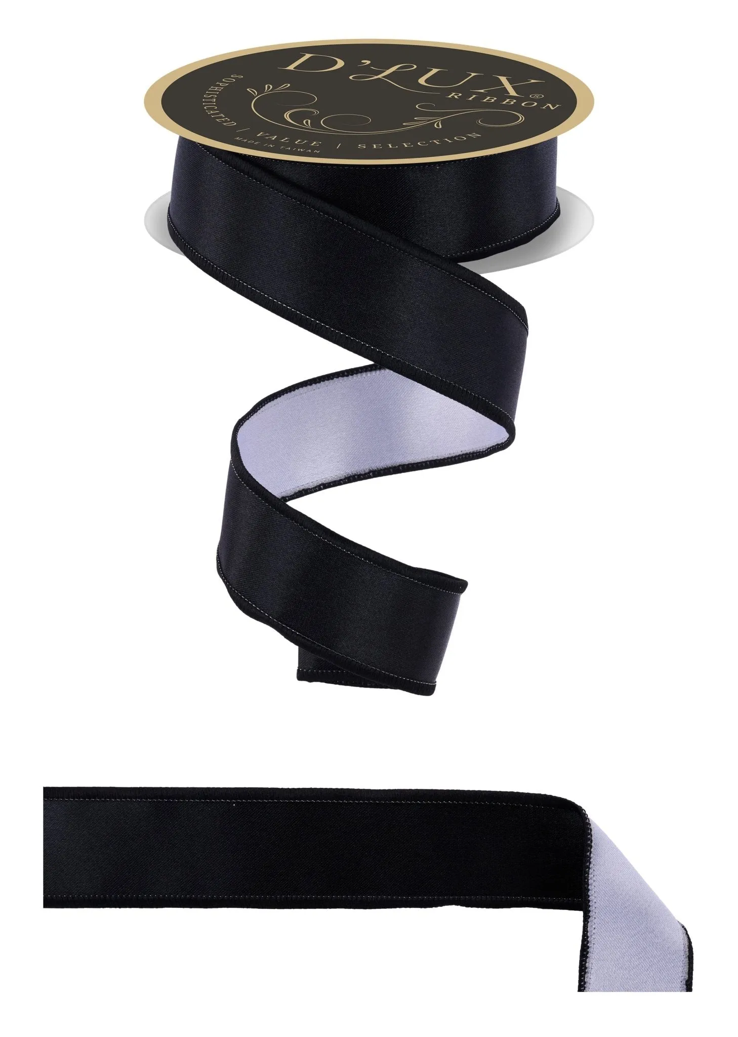 D'Lux 1.5" Satin Fused: Black, White (10 Yards) LX4001X6