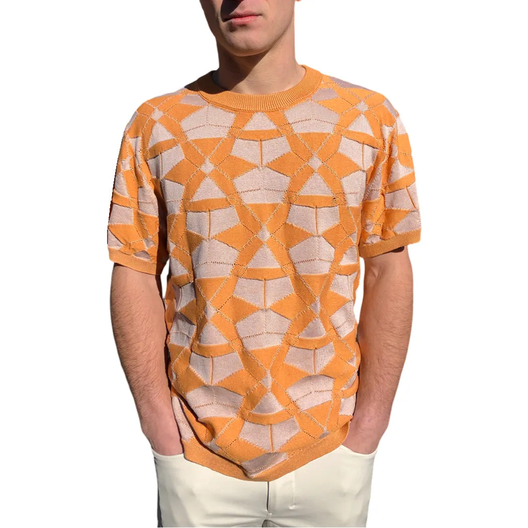 DODECA CREW NECK TEE IN ORANGE SILVER