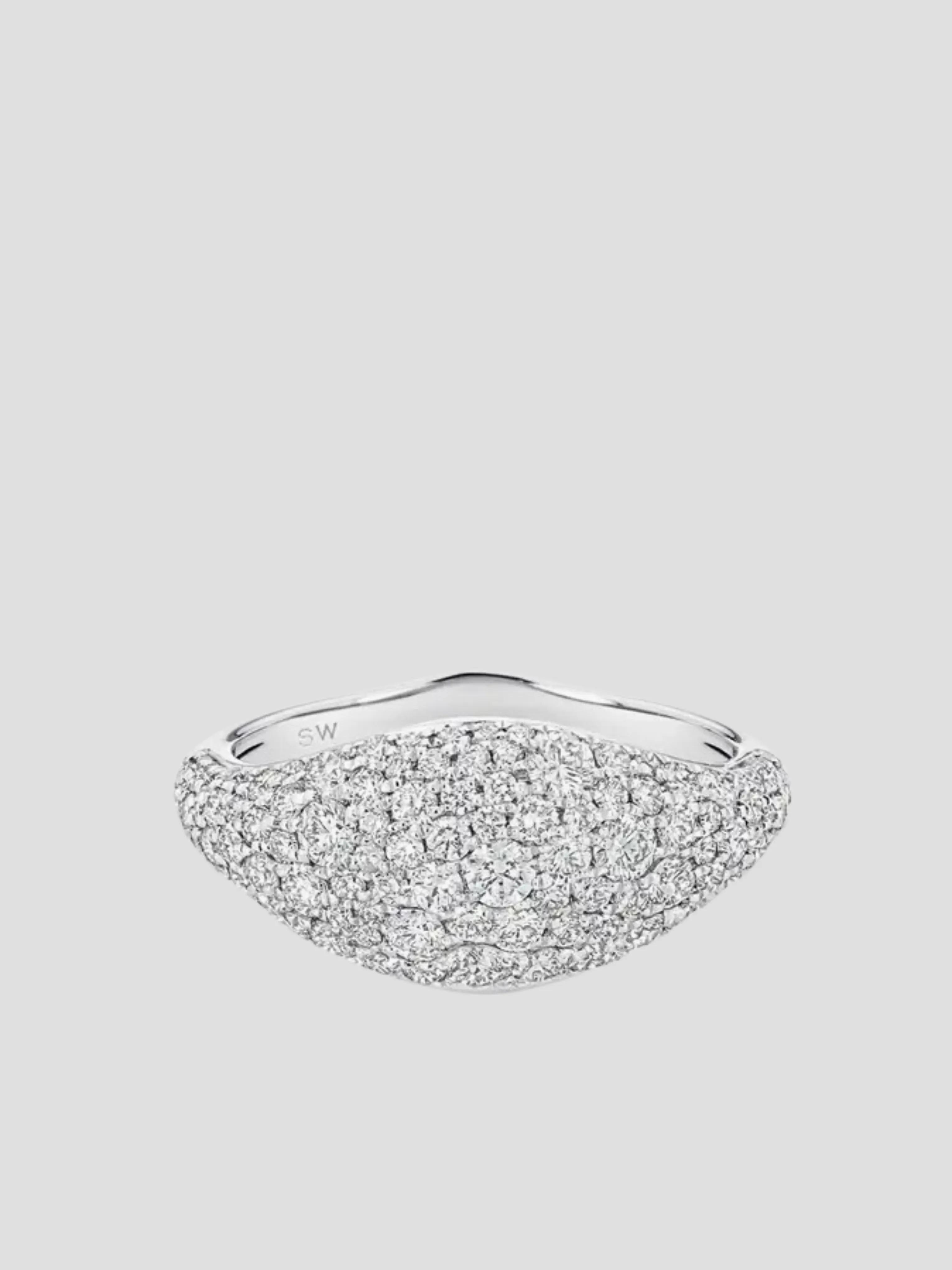 Donna Signet Pave White Diamond White Gold Ring.