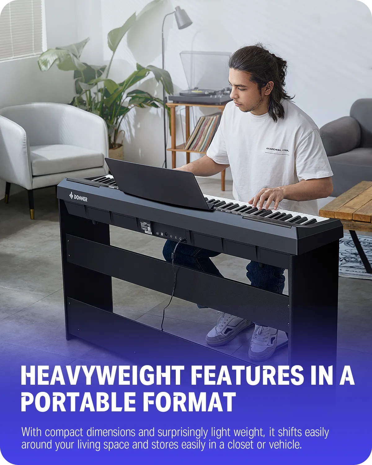 Donner DEP-20 Portable Keyboard Piano 88-Key Weighted with Stand