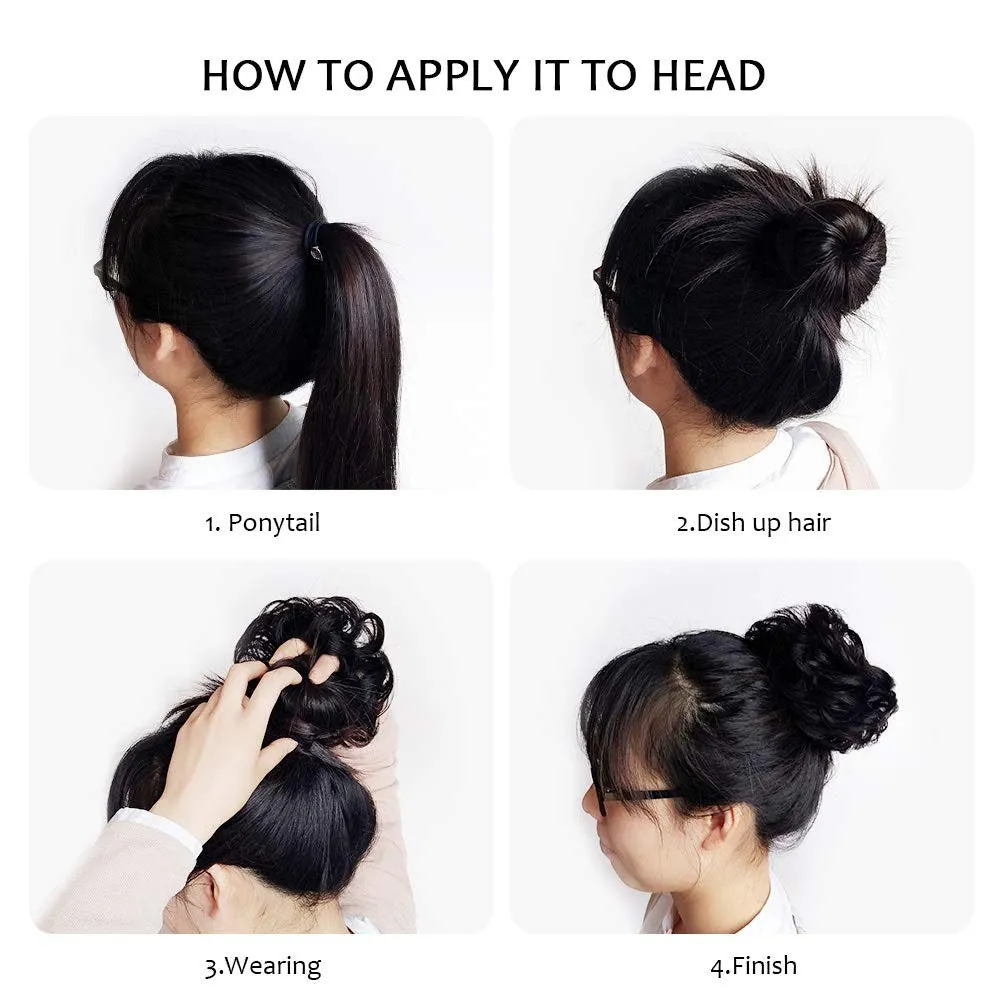 Donut Curly Wavy Messy Bun Chignon Extensions