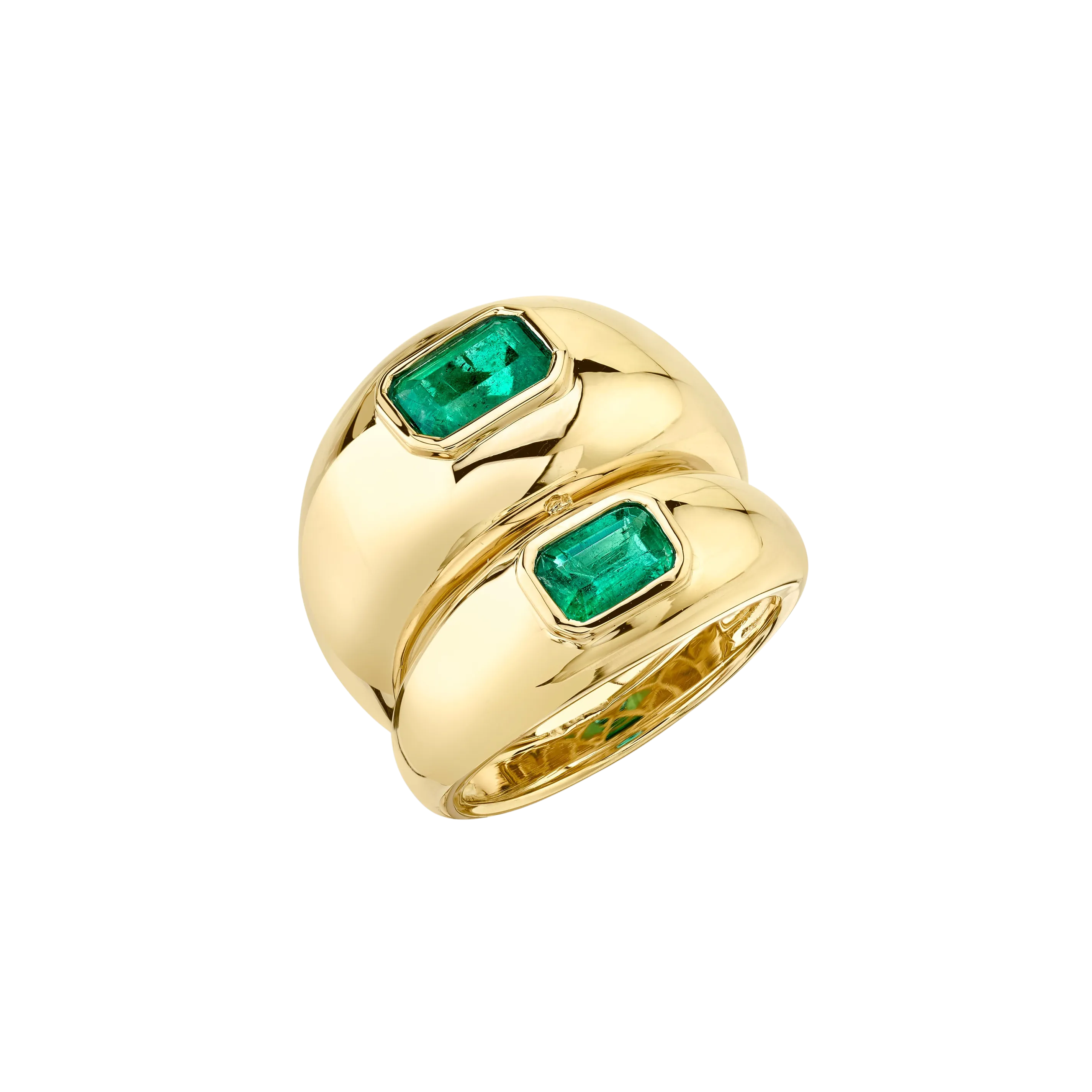 Double Balloon Ring with Emeralds