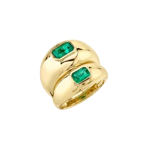 Double Balloon Ring with Emeralds