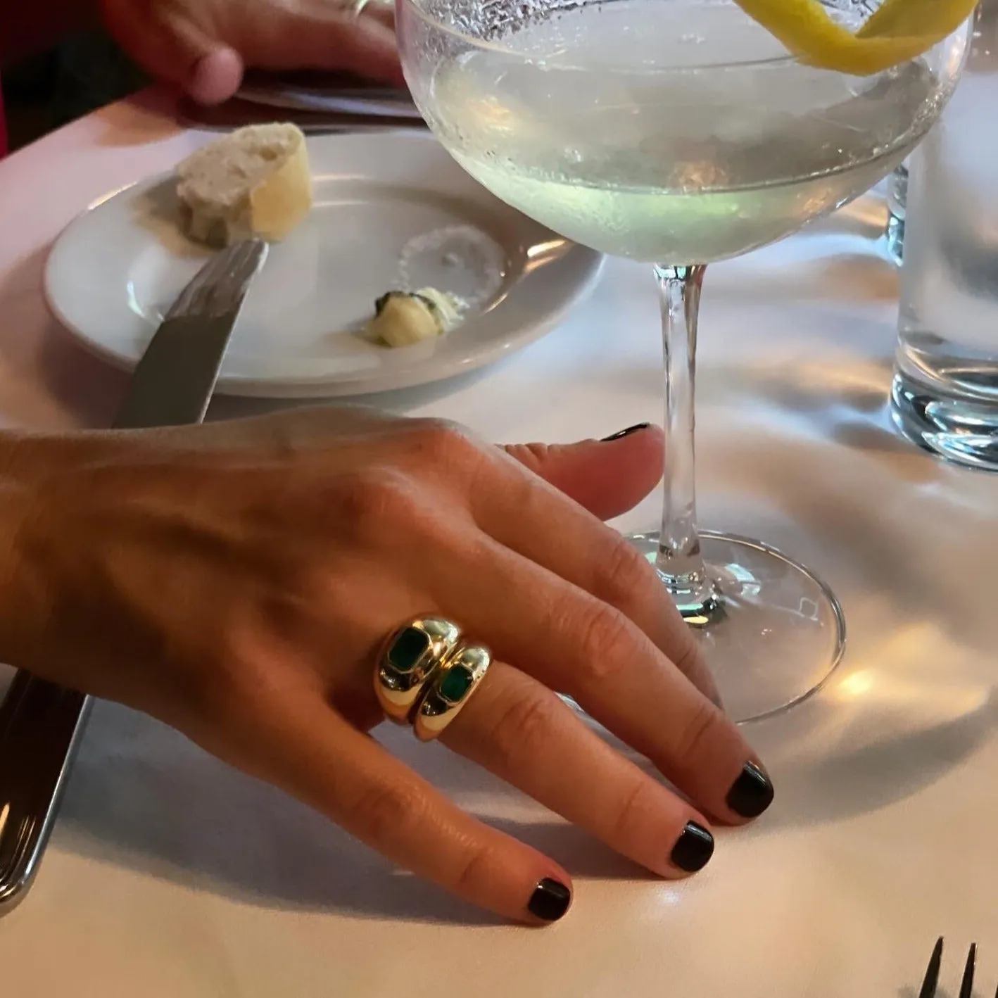 Double Balloon Ring with Emeralds