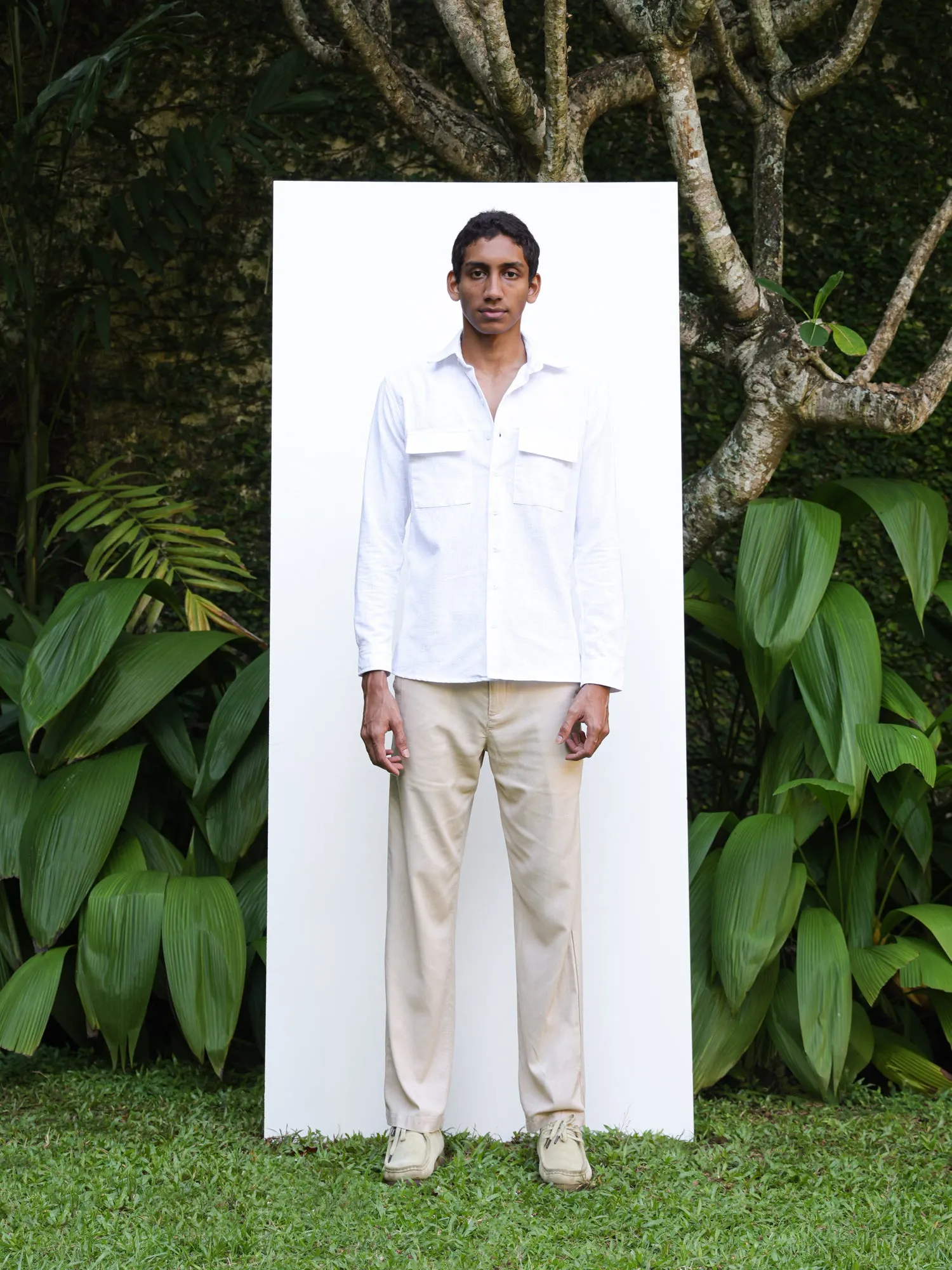 Double chest pocket pocket detailed cotton shirt