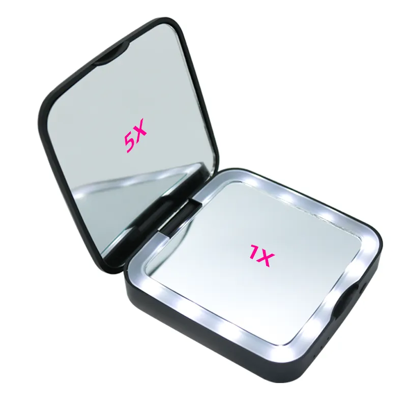 Double LED Makeup Mirror 5X magnifying with power bank for travel