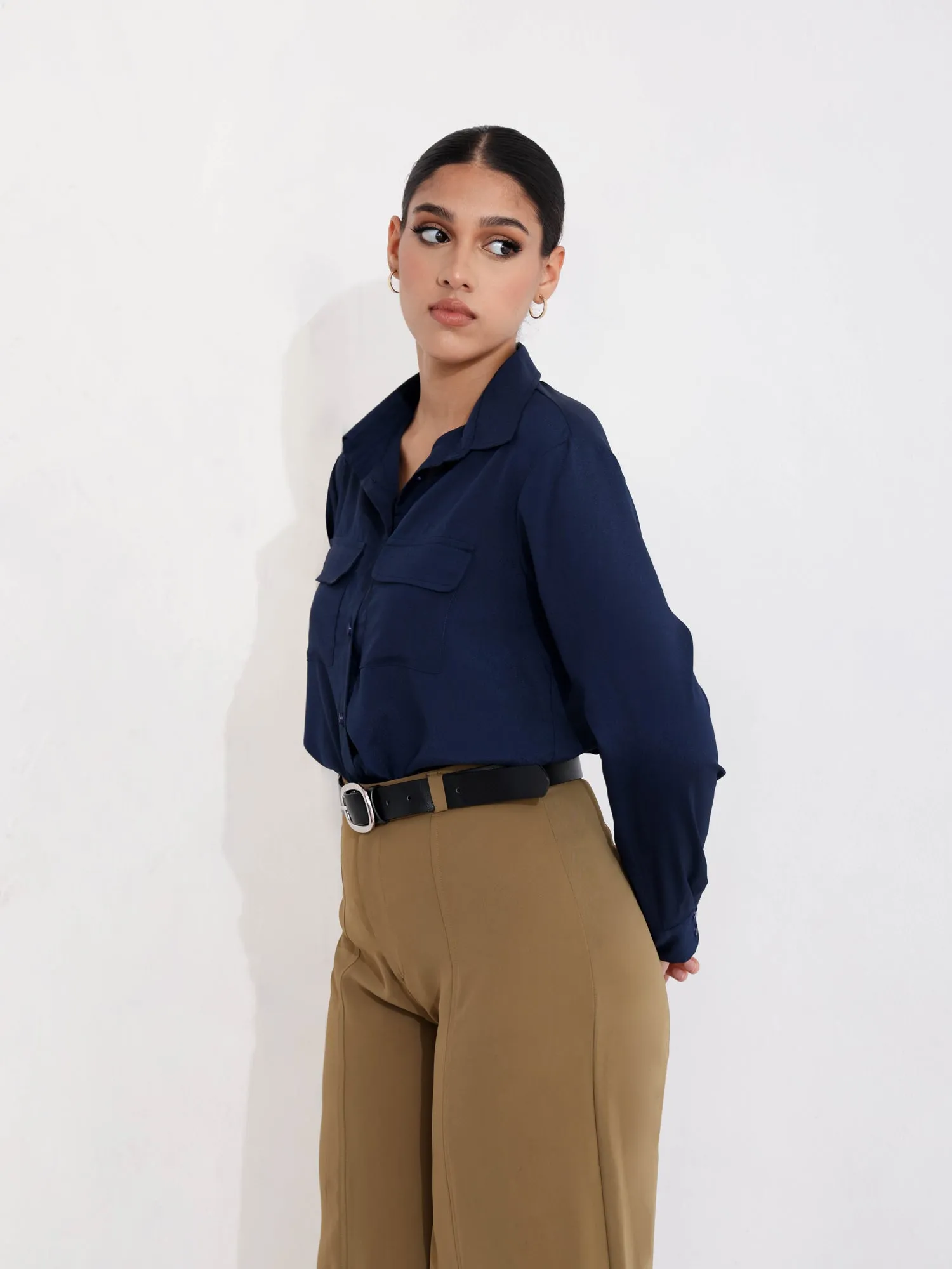 Double Pocket Detailed  Button Down Shirt