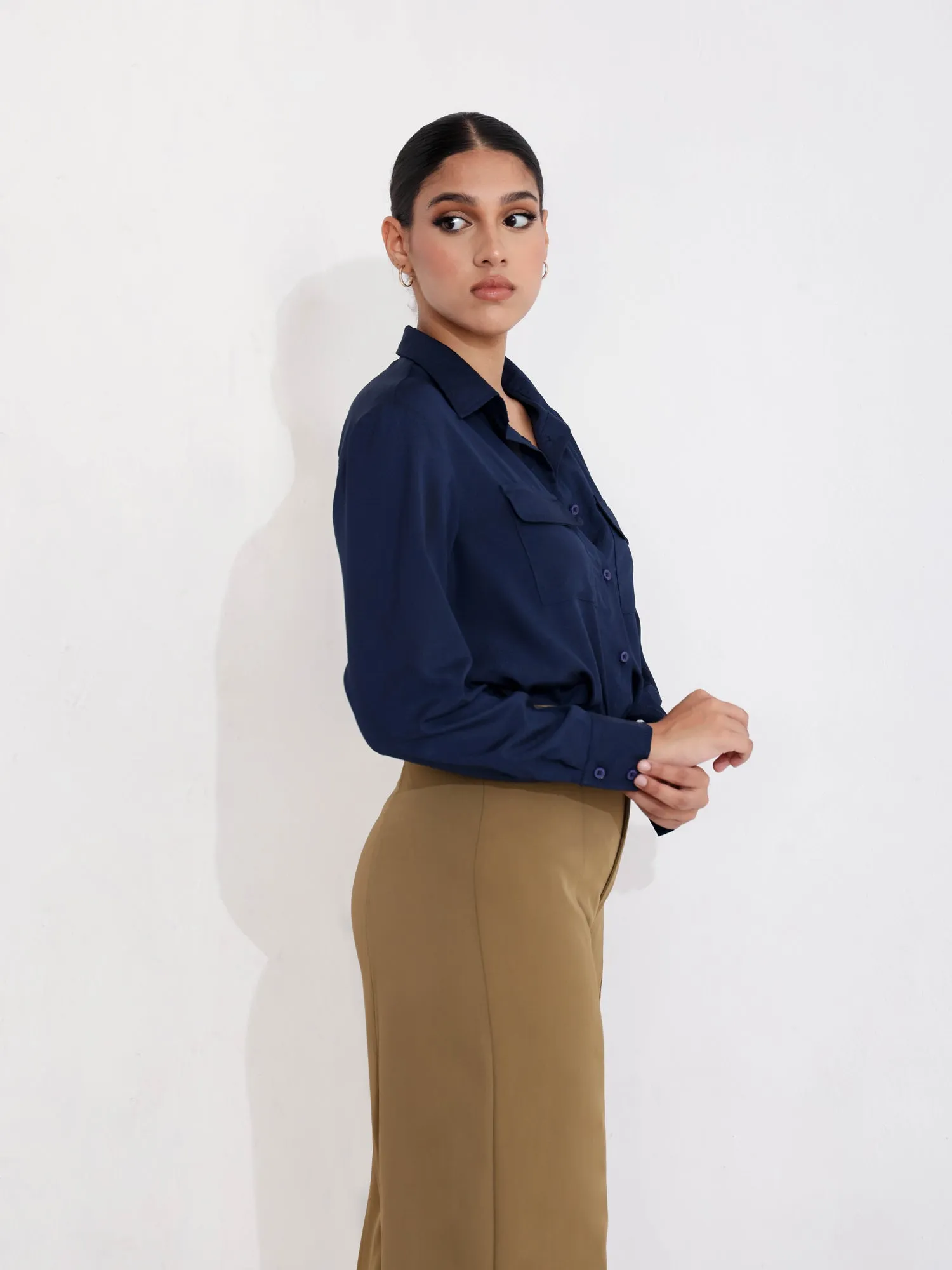 Double Pocket Detailed  Button Down Shirt