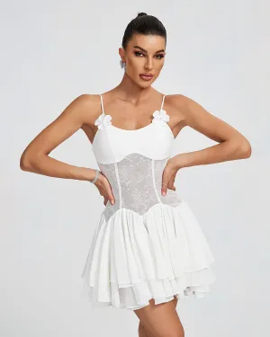 Dove Flower Detail Corset Mini Dress