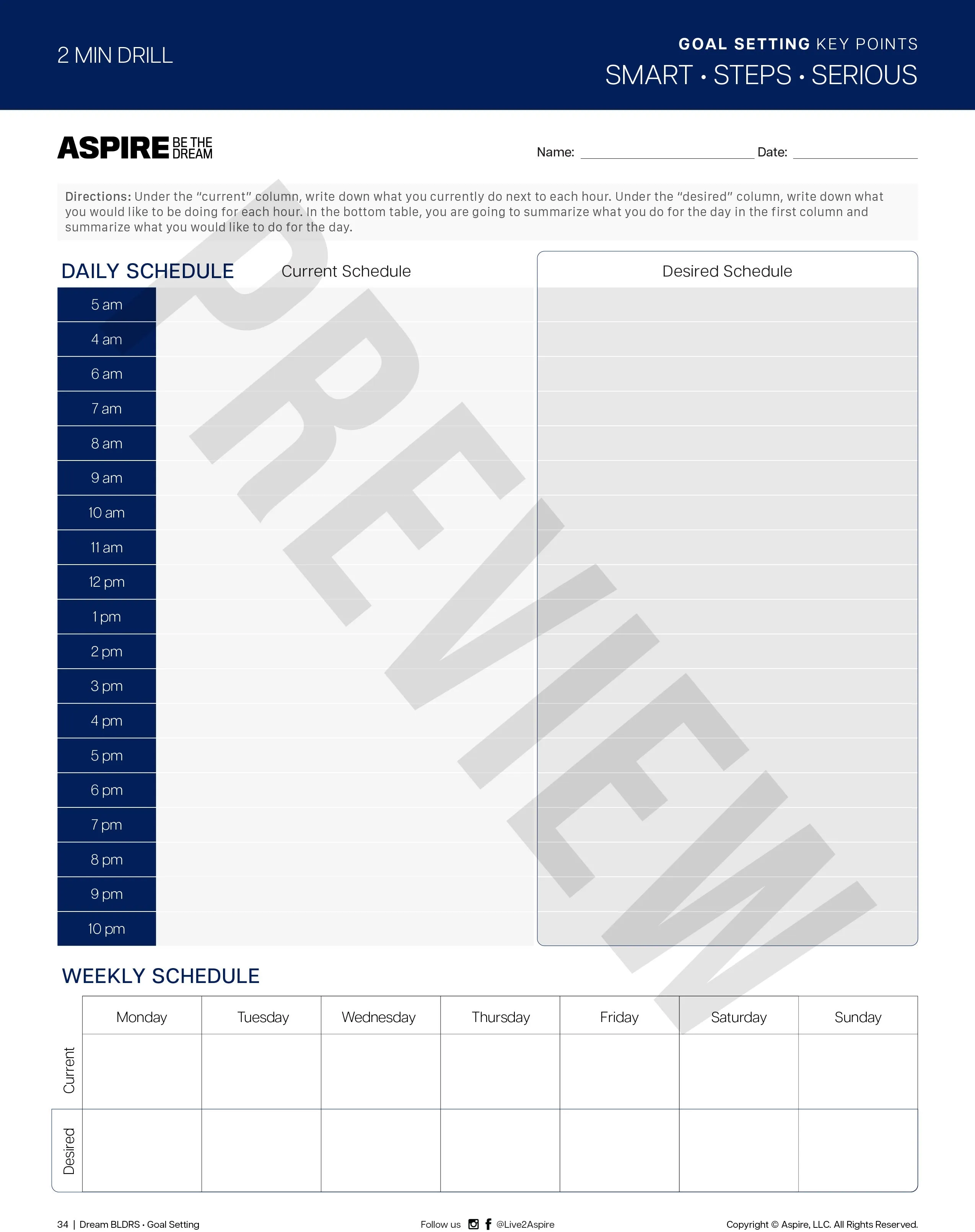 Dream BLDRS: Goal Setting - Weekly Calendar (Digital Download)