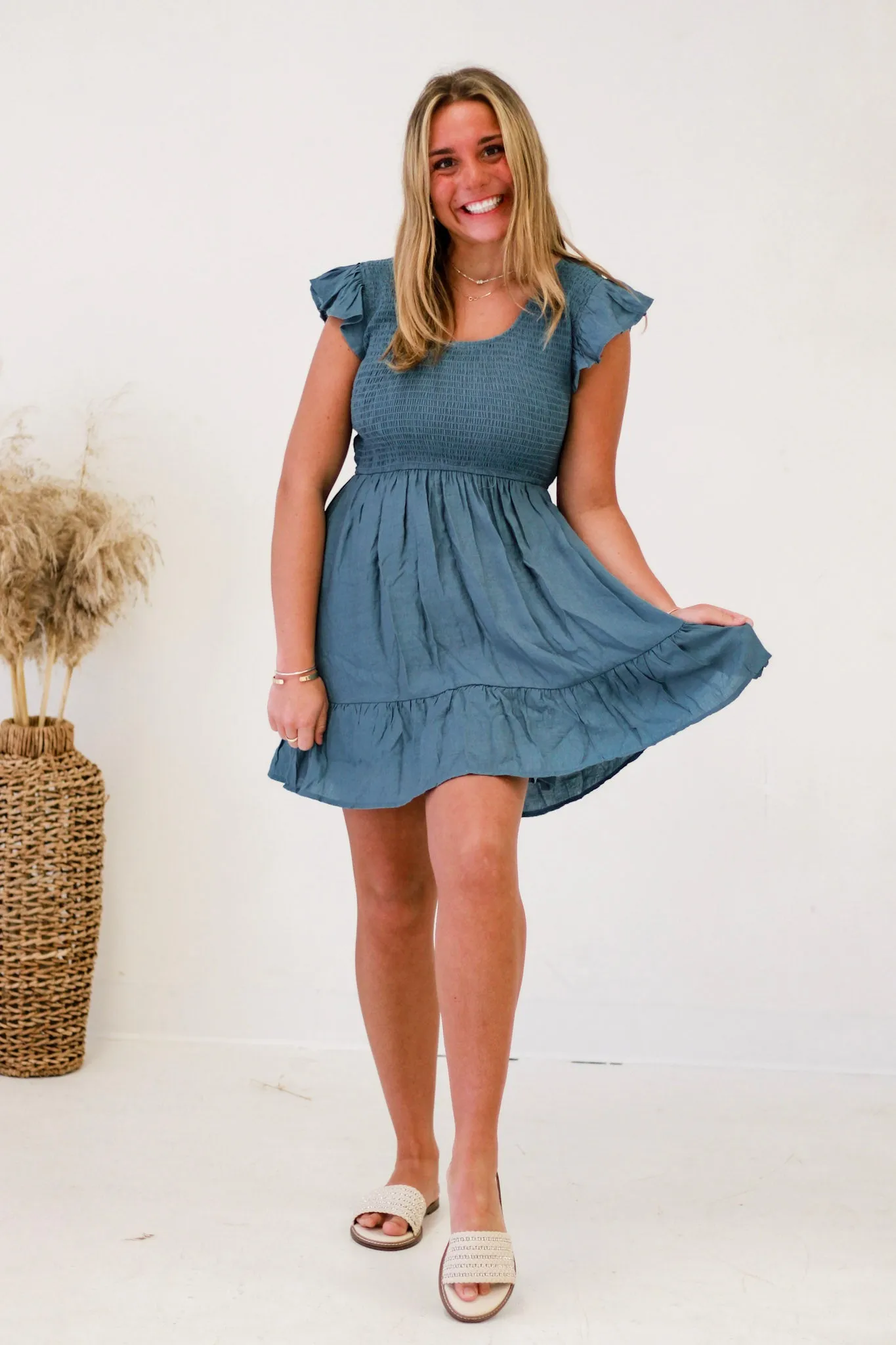Dreamy Date Delight Mini Dress in Teal