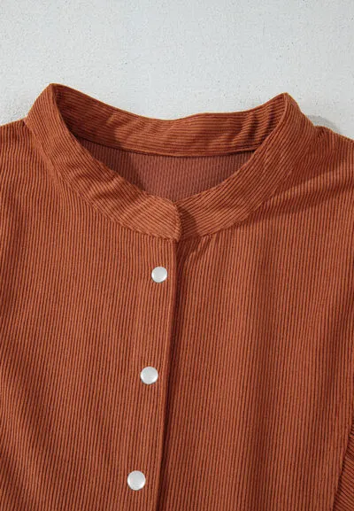 Dress Up Time Corduroy Quarter Snap Three-Quarter Sleeve Dress