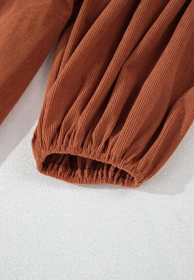 Dress Up Time Corduroy Quarter Snap Three-Quarter Sleeve Dress