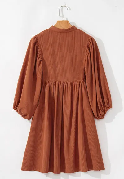 Dress Up Time Corduroy Quarter Snap Three-Quarter Sleeve Dress