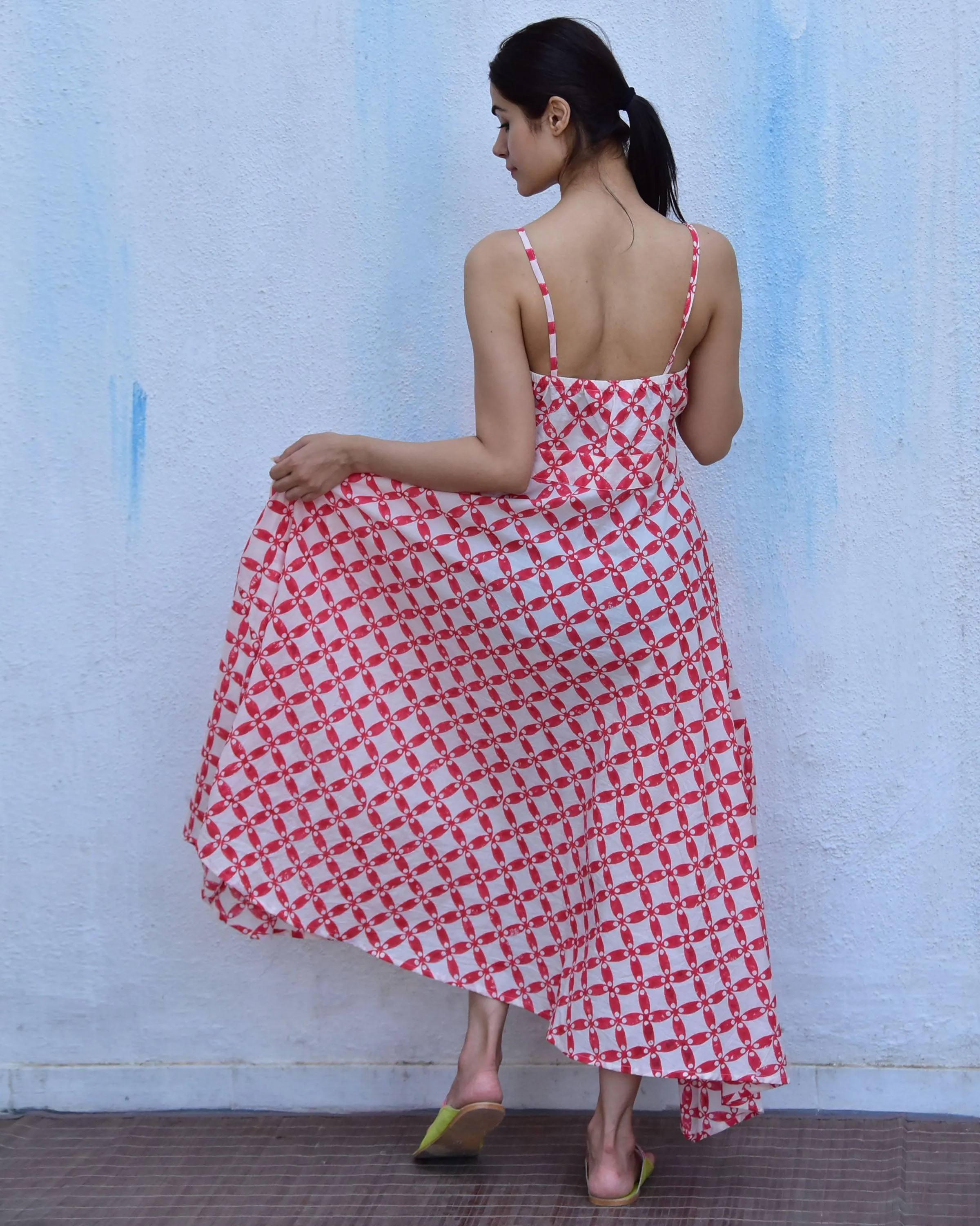 Drizzle Handblockprinted Cotton Dress - Rain Dancing