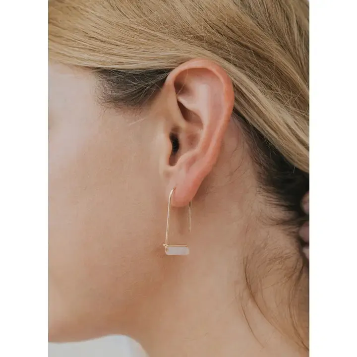 Drop - Rose Quartz - Gold Earrings