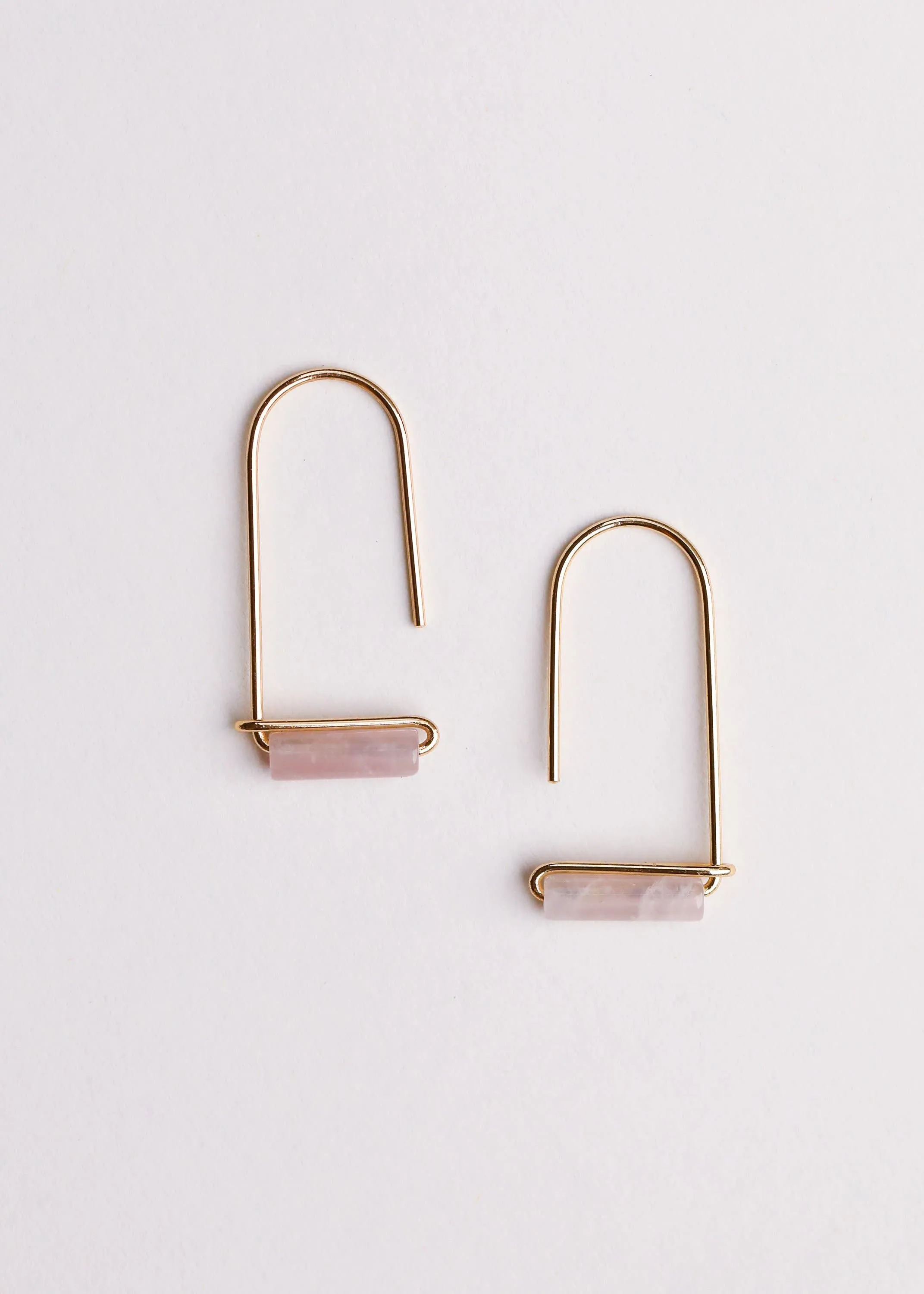 Drop - Rose Quartz - Gold Earrings