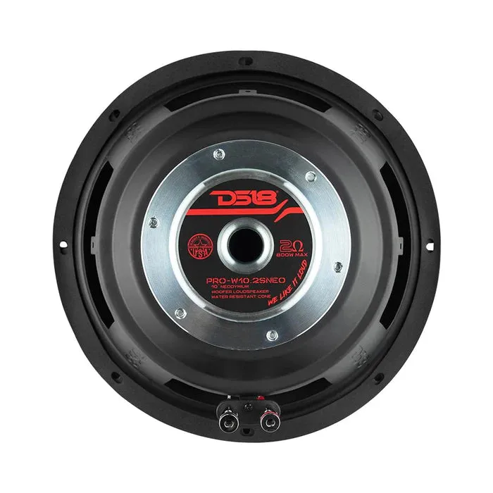DS18 PRO 10" Neodymium Water Resistant Woofer 400 Watts Rms 2-Ohm SVC (Single Unit)