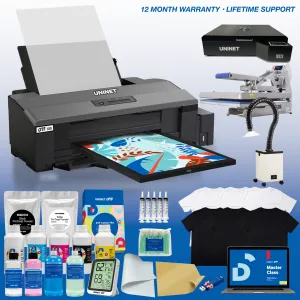 DTF 100 - Deluxe PRO Package With 16” x 24” Heat Station, Hotronix Hover Heat Press 16" x 24" and Fume Extractor