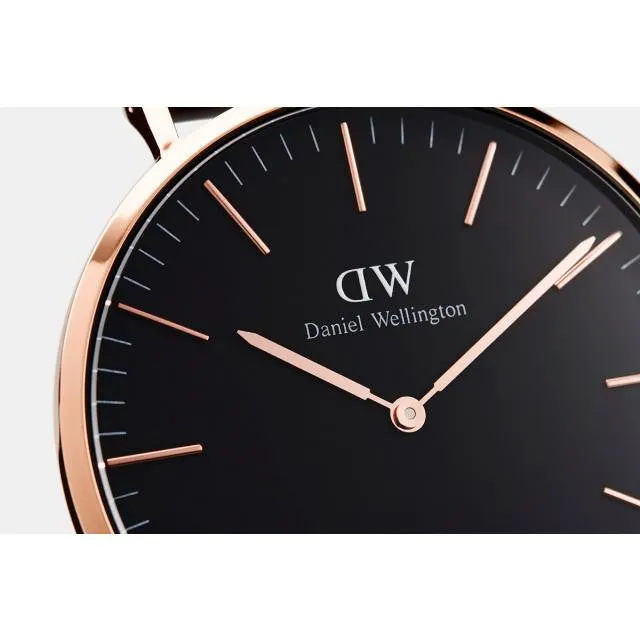 DW00100148 Daniel Wellington Classic Cornwall Black 40mm Rose Gold