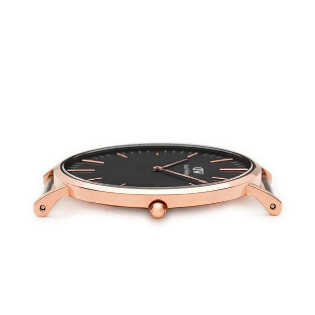 DW00100148 Daniel Wellington Classic Cornwall Black 40mm Rose Gold