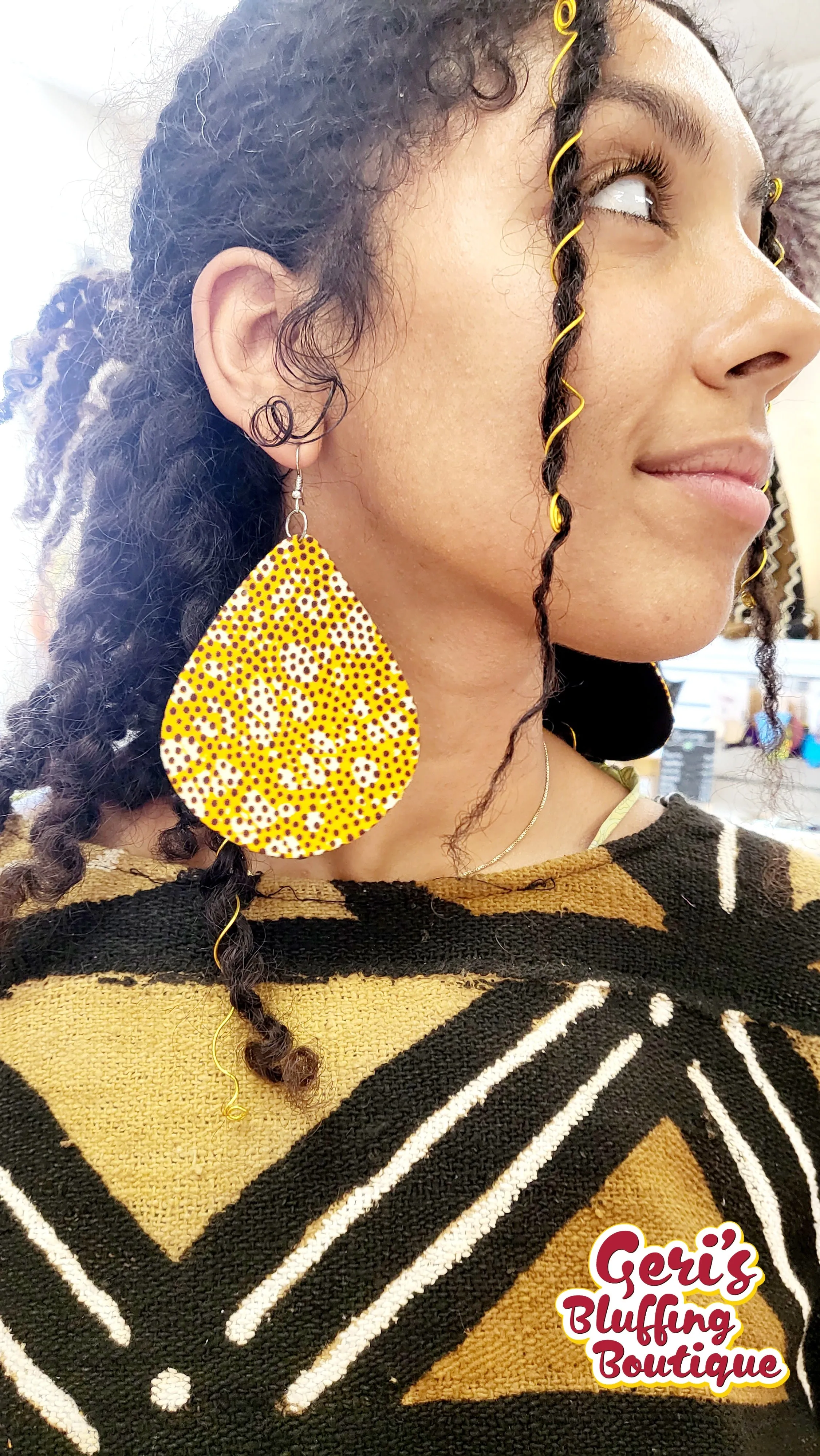 Earring - African Fabric | Bold Statement | Geri's Bluffing Boutique