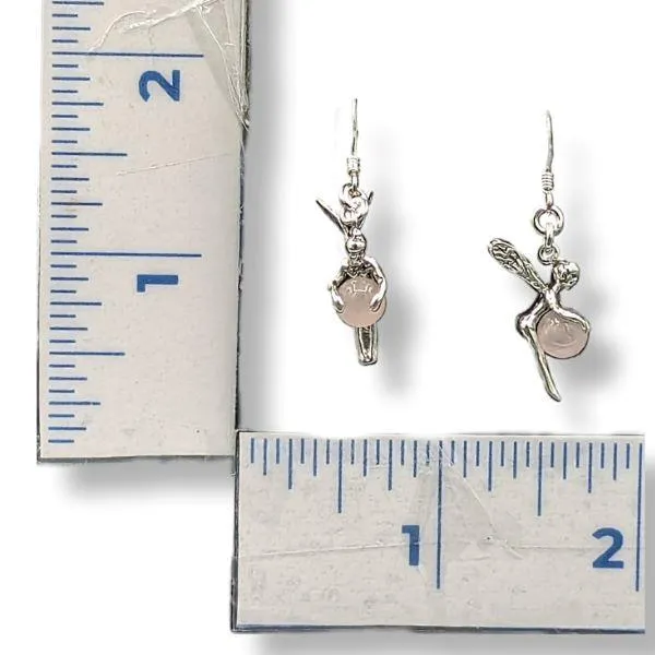 Earrings Rose Quartz Fairy Sterling
