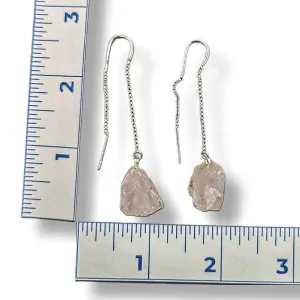Earrings Rose Quartz Rough Chain